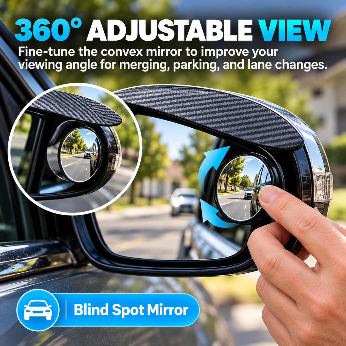 🌧️ 2-in-1 Car Mirror Rain Guards 🚗 360° Adjustable Blind Spot Mirrors (2-Pack)