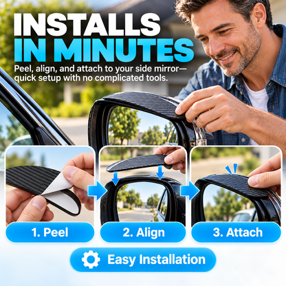 🌧️ 2-in-1 Car Mirror Rain Guards 🚗 360° Adjustable Blind Spot Mirrors (2-Pack)