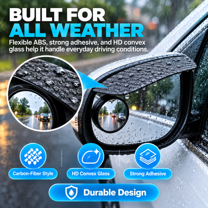 🌧️ 2-in-1 Car Mirror Rain Guards 🚗 360° Adjustable Blind Spot Mirrors (2-Pack)