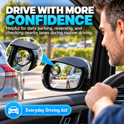 🌧️ 2-in-1 Car Mirror Rain Guards 🚗 360° Adjustable Blind Spot Mirrors (2-Pack)