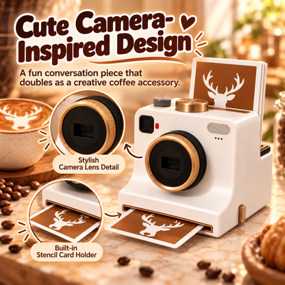 ☕ 3D Latte Art Camera 📸 | Creative Coffee Foam Art Maker with Reusable Stencils ✨