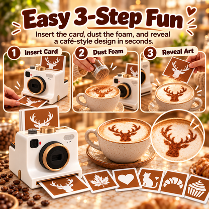 ☕ 3D Latte Art Camera 📸 | Creative Coffee Foam Art Maker with Reusable Stencils ✨