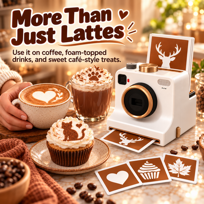 ☕ 3D Latte Art Camera 📸 | Creative Coffee Foam Art Maker with Reusable Stencils ✨