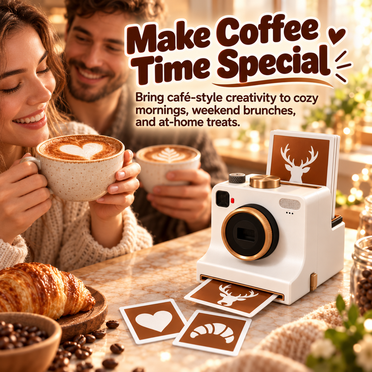 ☕ 3D Latte Art Camera 📸 | Creative Coffee Foam Art Maker with Reusable Stencils ✨