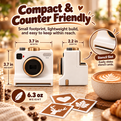 ☕ 3D Latte Art Camera 📸 | Creative Coffee Foam Art Maker with Reusable Stencils ✨