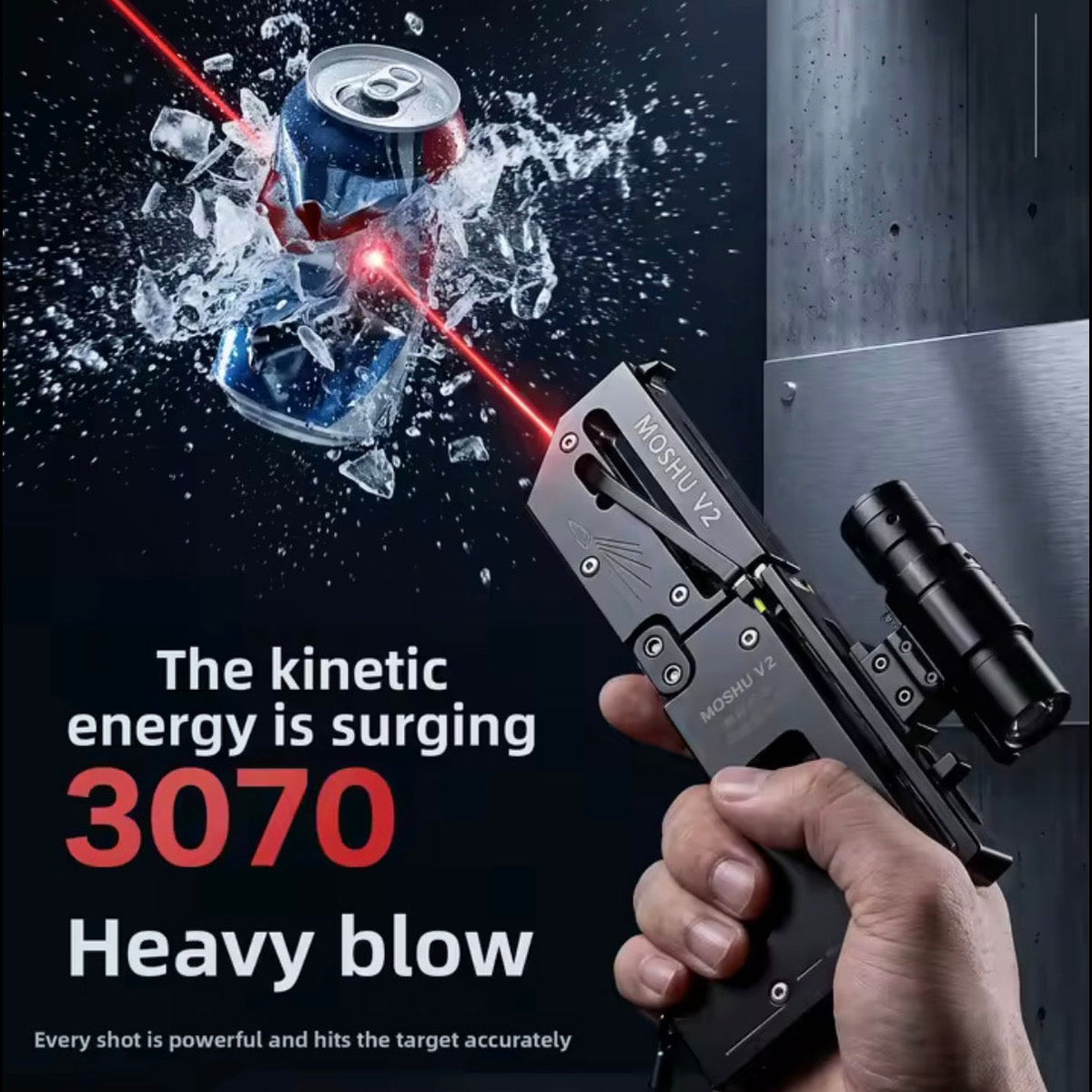Foldable Card Slingshot V2 With Scope & Laser + 100 Metal Pellets