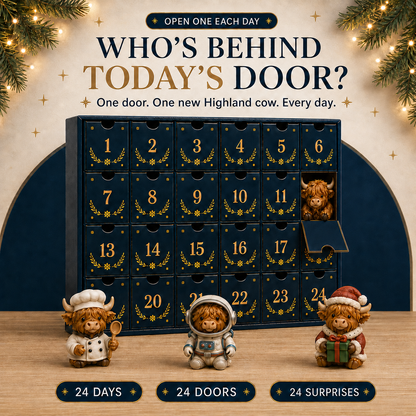 🔥LAST DAY 49% OFF-🐮 24 Days of 3D Highland Cow Advent Calendar