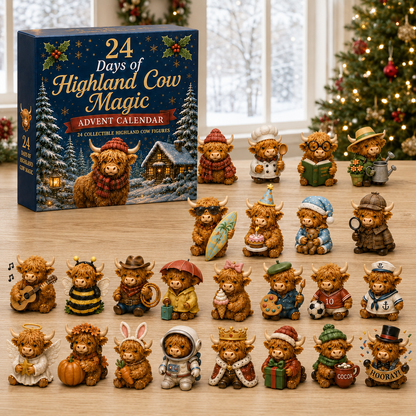 🔥LAST DAY 49% OFF-🐮 24 Days of 3D Highland Cow Advent Calendar