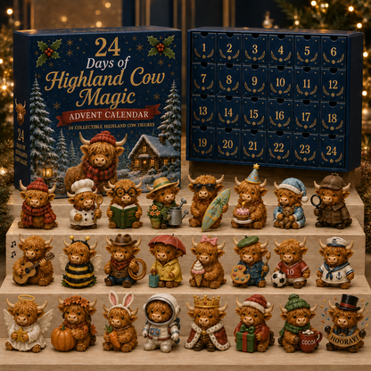 🔥LAST DAY 49% OFF-🐮 24 Days of 3D Highland Cow Advent Calendar