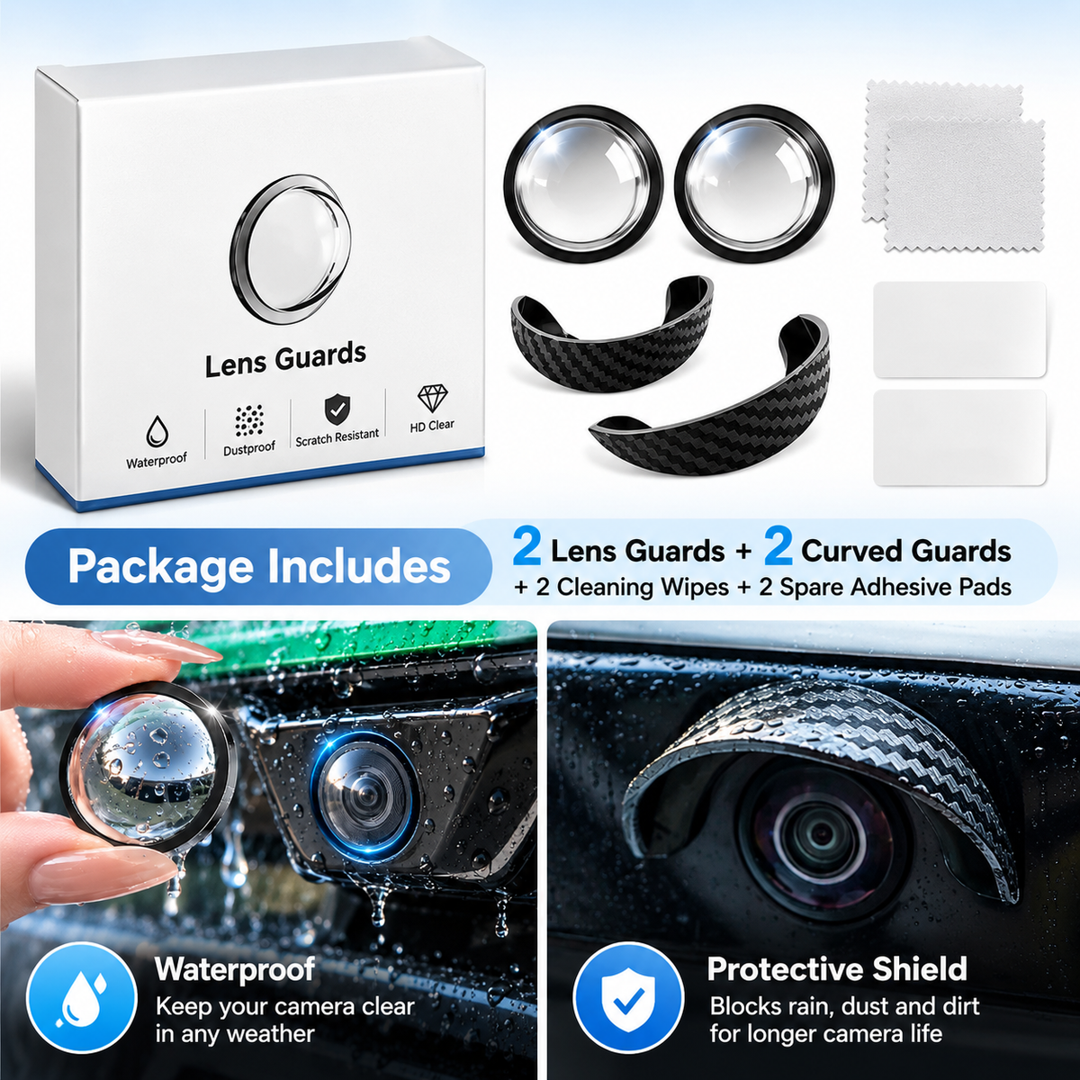🚘Anti-Rain & Scratch Car Camera Film (4-Pack) 💧