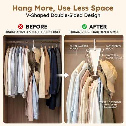 ✨ 12-Hook V-Shaped Closet Organizer – Save Space & Keep Accessories Tidy