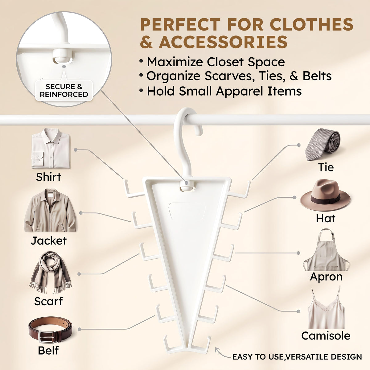 ✨ 12-Hook V-Shaped Closet Organizer – Save Space & Keep Accessories Tidy