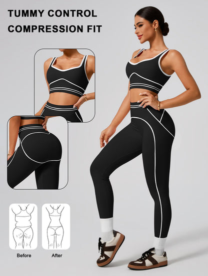 PINK SCULPTING WORKOUT SET | High-Waist Leggings &amp; Sports Bra