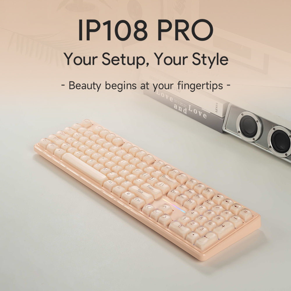 🔥50% OFF！💄FURYCUBE IP108 Lipstick Shape Wireless Mechanical Keyboard, Tri-Mode RGB Desk Keyboard✨