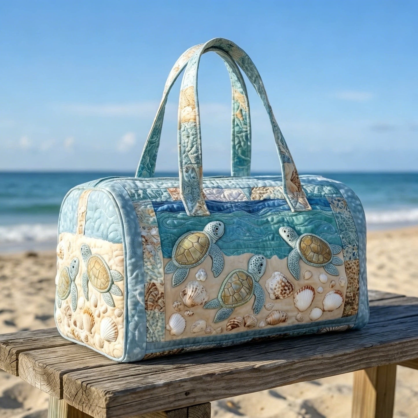 Cosy Quilted Turtle Haven Shopper Tote Bag For Summer & Daily Errands