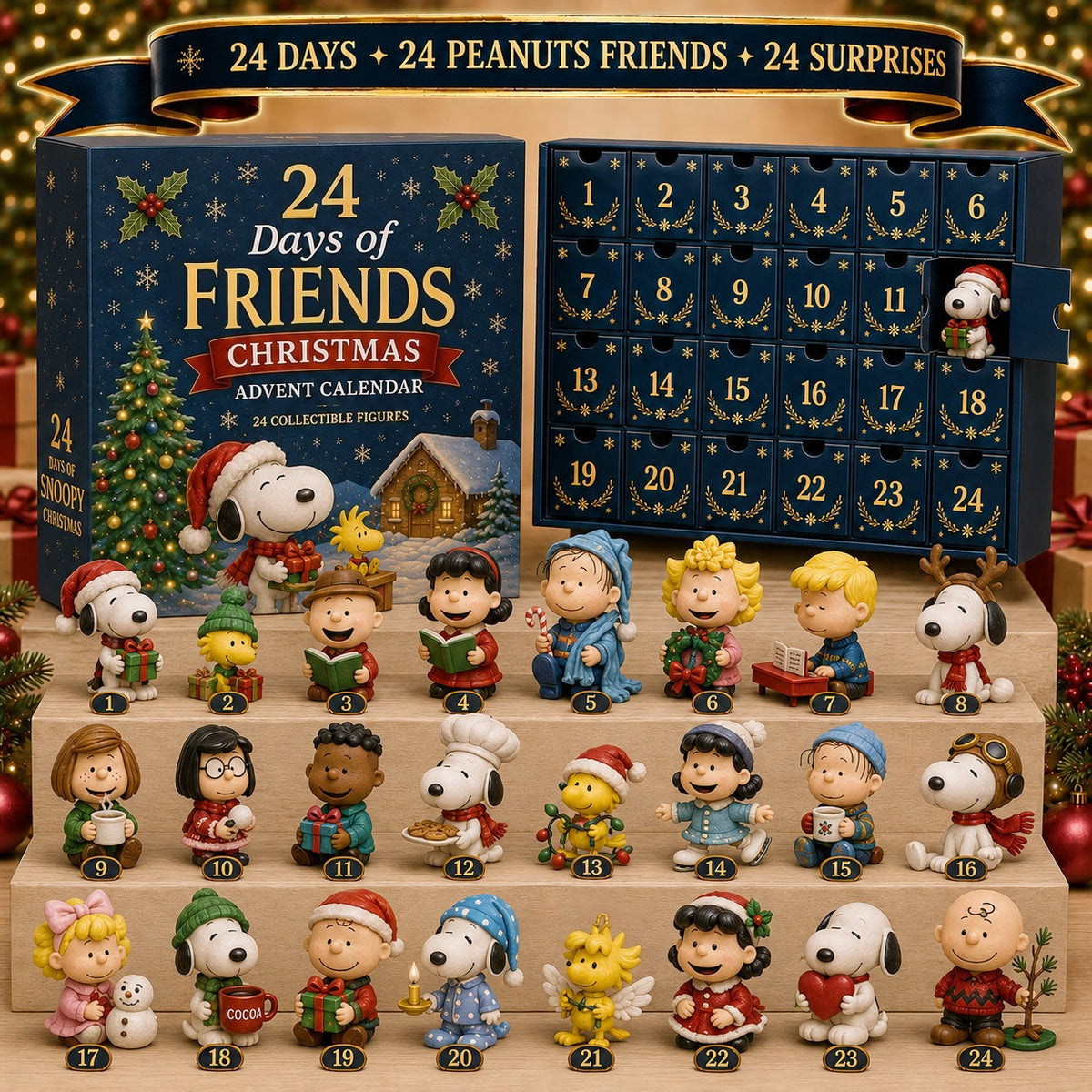 🎄 24 Days Snoopy Friends Christmas Advent Calendar | Collectible Mini Figures