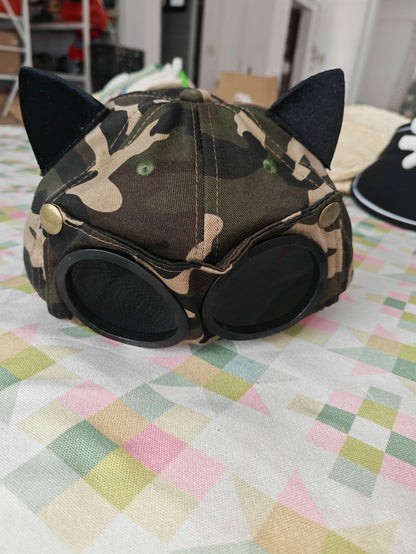 🪖 Tactical Aviator Goggles Cap for Men & Women 🥽 Washed Cotton Pilot Glasses Baseball Hat