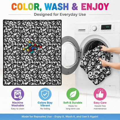 🎨 Color Your Own Halloween Blanket – DIY Fuzzy Velvet Blanket with 24 Markers