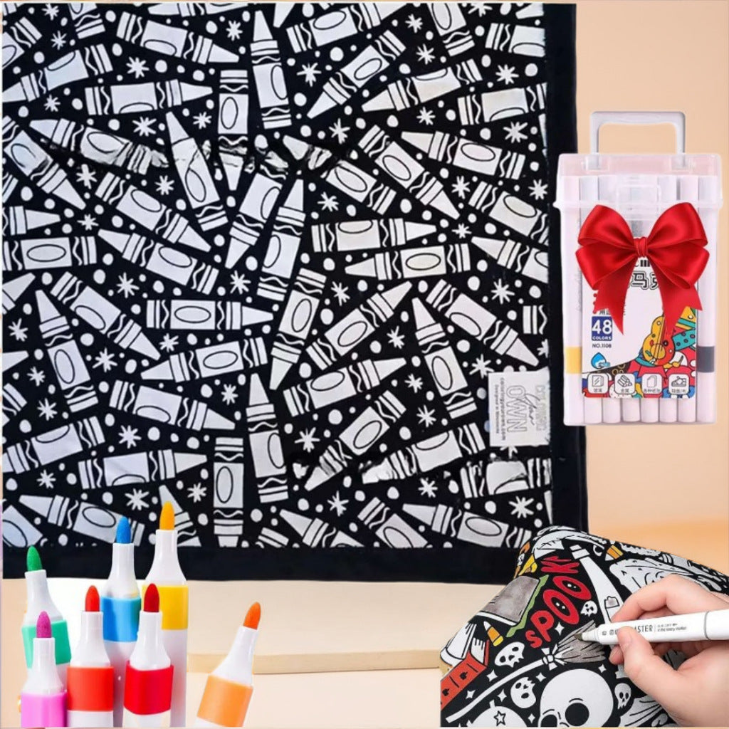 🎨 Color Your Own Halloween Blanket – DIY Fuzzy Velvet Blanket with 24 Markers
