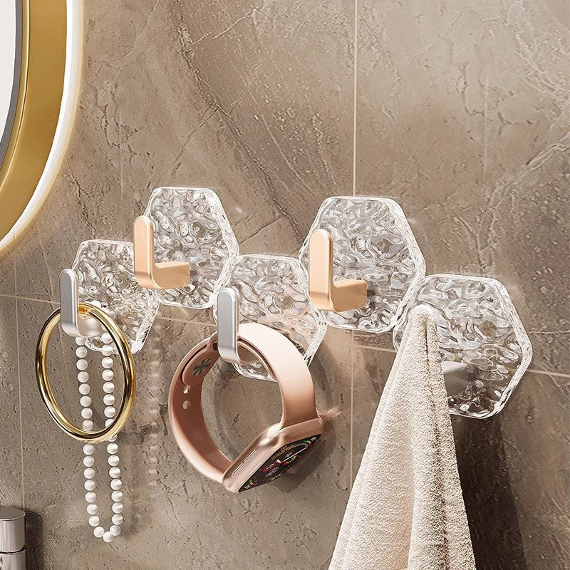 No Drill Wall Hooks Set - Waterproof Self Adhesive Hooks for Bathroom, Kitchen, Towels, Keys & Everyday Storage