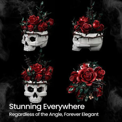 💀🌹 Gothic Skull &amp; Red Rose Building Blocks Set