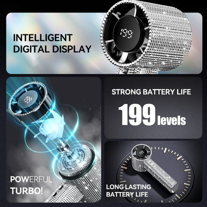 💎 Full Diamond Handheld Fan | Digital Display & Adjustable Speed