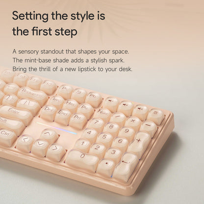 🔥50% OFF！💄FURYCUBE IP108 Lipstick Shape Wireless Mechanical Keyboard, Tri-Mode RGB Desk Keyboard✨