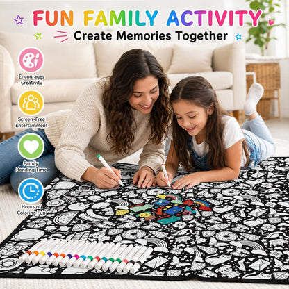 🎨 Color Your Own Halloween Blanket – DIY Fuzzy Velvet Blanket with 24 Markers