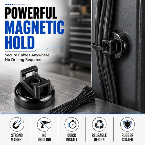 Heavy-Duty Magnetic Cable Tie Mounts – 10 Pack