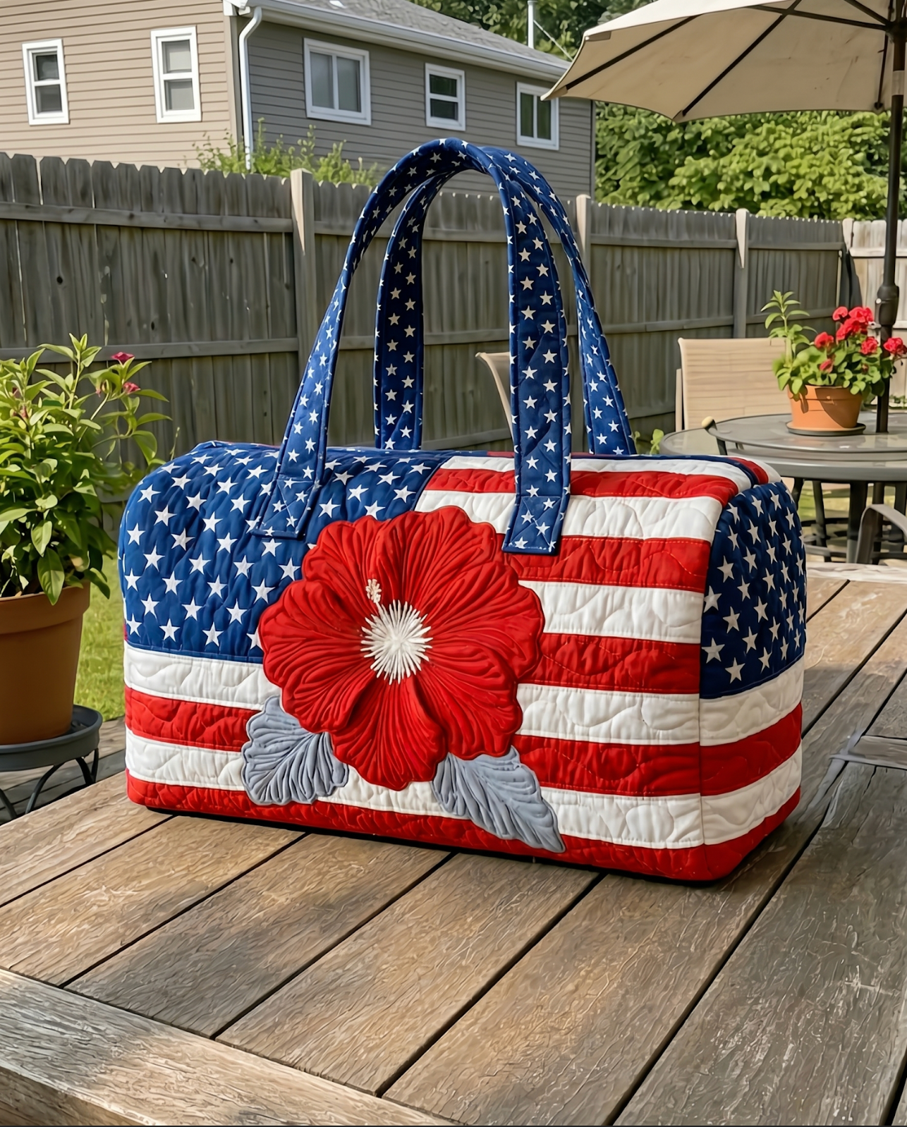 🇺🇸✨ Patriotic American Flag Quilted Travel Bag