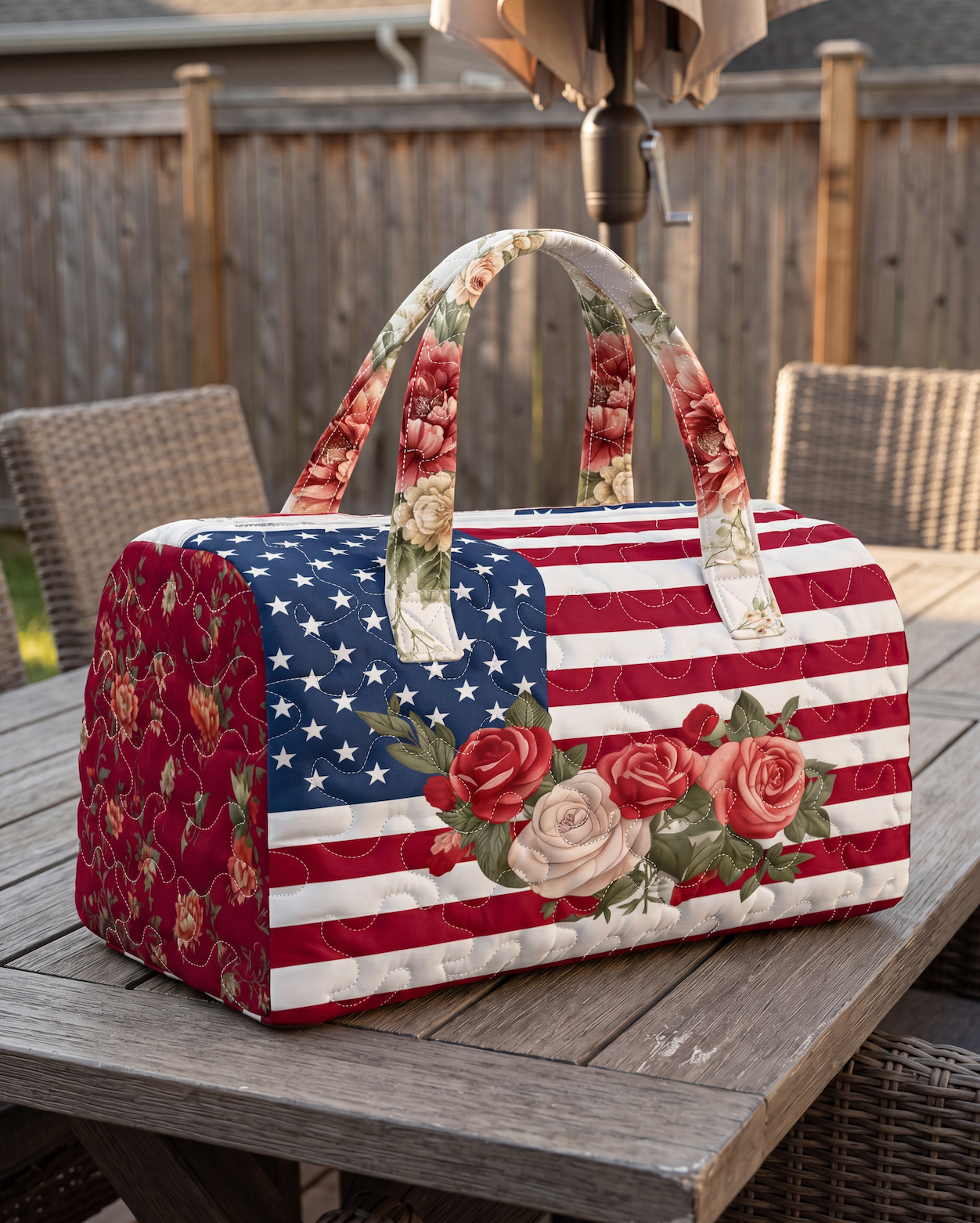 🇺🇸✨ Patriotic American Flag Quilted Travel Bag