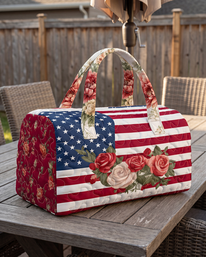 🇺🇸✨ Patriotic American Flag Quilted Travel Bag