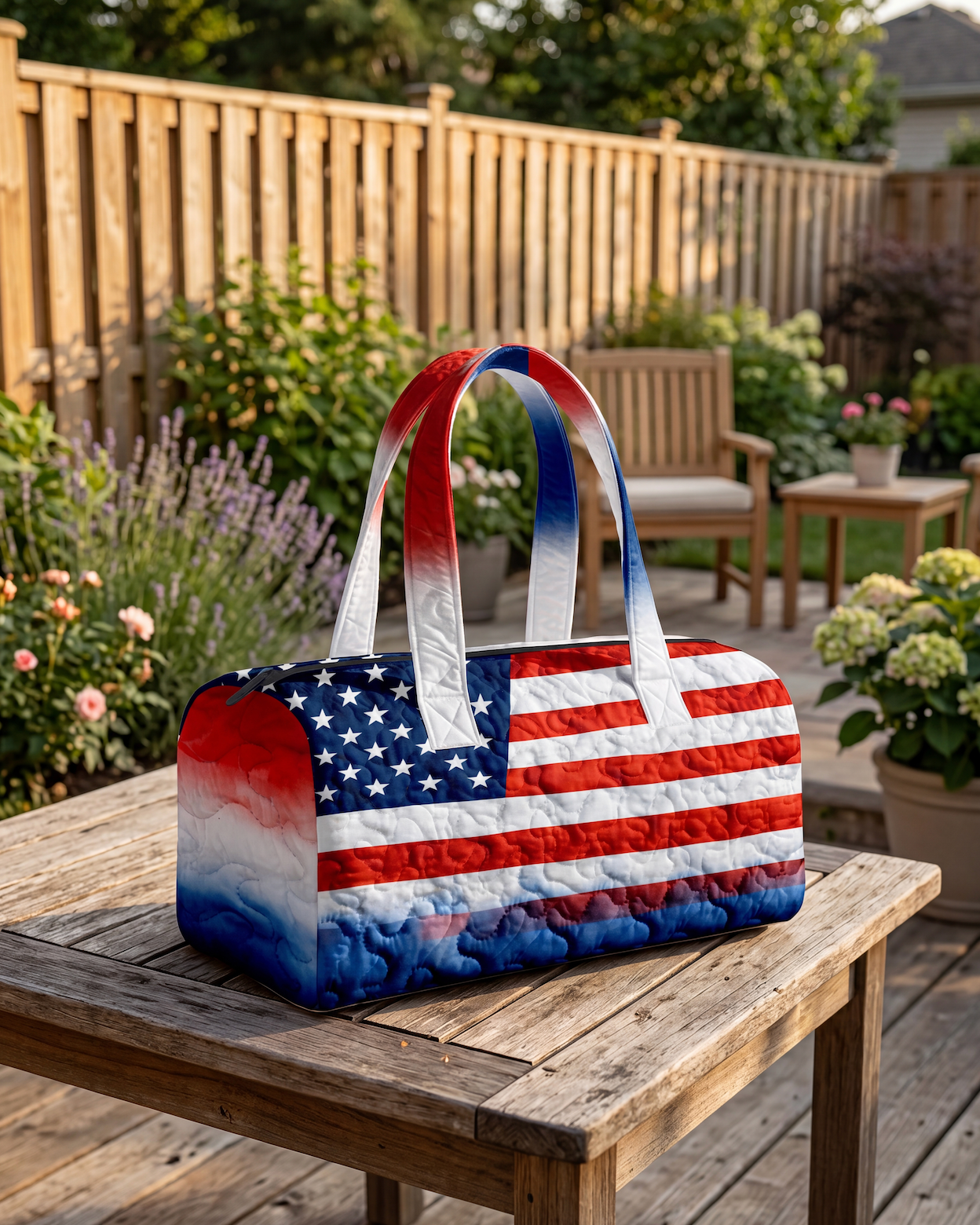 🇺🇸✨ Patriotic American Flag Quilted Travel Bag