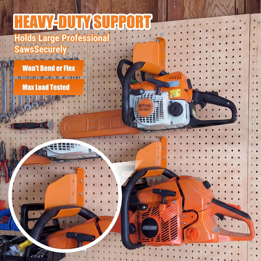 🧰 Heavy-Duty 304 Stainless Steel Chainsaw Wall Mount Hanger | Anti-Level Storage Bracket for Stihl, Husqvarna & Poulan Saws