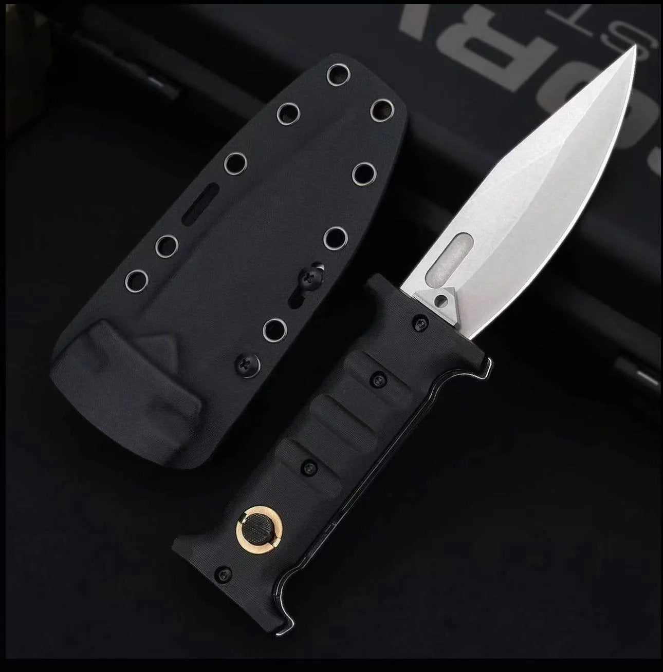D2 Button Lock Folding Knife