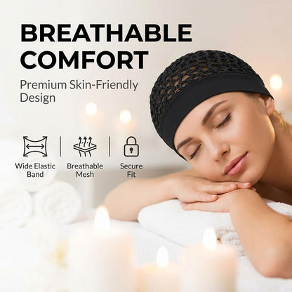 3-Pack Satin Bonnet Sleep Caps - Stretchy Wide Band Night Cap for Curly Hair