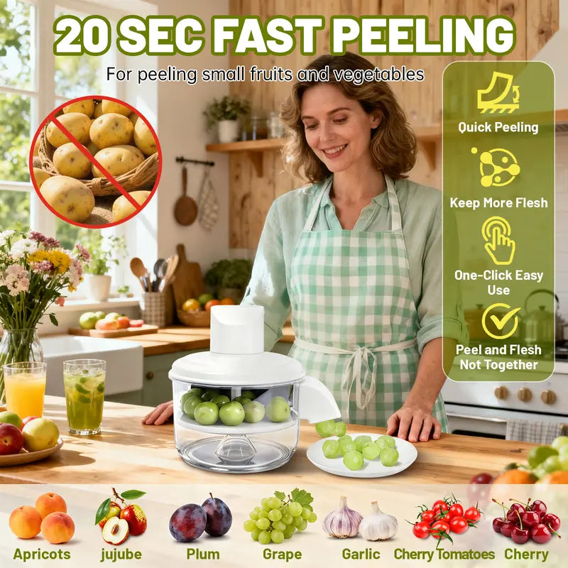 🍇 20-Sec Automatic Electric Grape Peeler ⚡ Cordless Fruit & Veggie Peeler