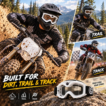 🏍️ POV Camera Motocross Goggles – White Off-Road Riding Goggles with Built-In Camera, Anti-Fog Lens & USB-C Charging