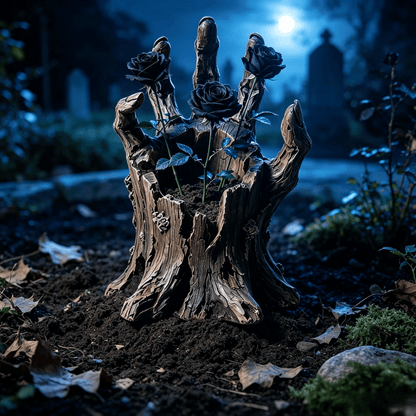 🎃Halloween  Wooden Hand Garden Planter Stake – Spooky Driftwood Yard Decor for Plants & Halloween 🕸️