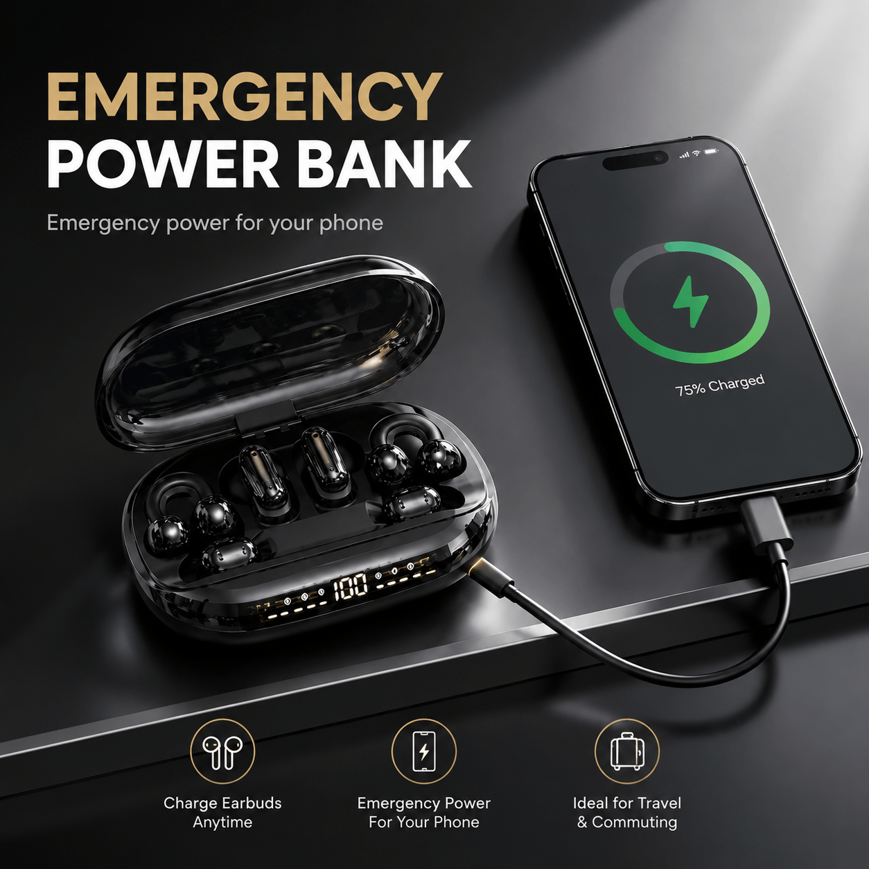 🎧 GT699S 6-in-1 Smart Wireless Earbuds | Power Bank Charging Case | Clip-On, In-Ear & Sleep Earbuds