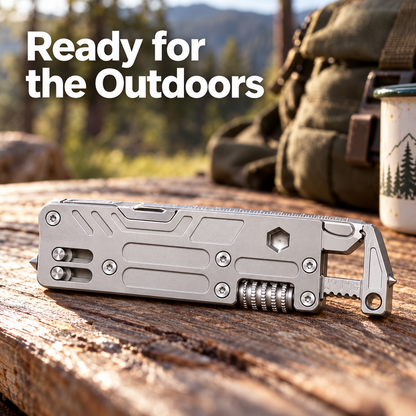 Portable titanium multi-function tool ready for outdoor adventures