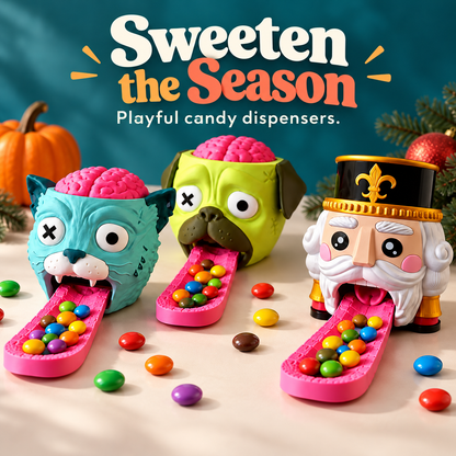 🐶🍬Pug‑Themed Candy Dispenser | Fun Press‑Type Novelty Treat Dispenser | Festive Party Decoration for Halloween, Christmas & Gifting🎃