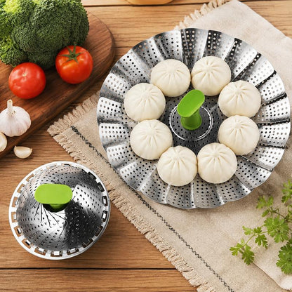 🥦 Foldable Stainless Steel Steamer Basket – Fits Most Pots