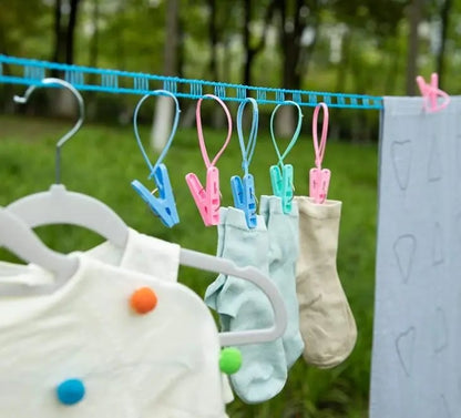 🌈Clothesline for Outside, Adjustable Clothes line,Windproof Clothesline with Hooks, Indoor and Outdoor Laundry and Drying Lines,Ideal Camping & Travel Essentials