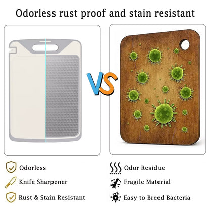 🧺Smart Dual Sided Kitchen Cutting Board | Non-Slip Silicone Edge | Built-in Whetstone &amp; Grinding Area | Juice Groove, Odor &amp; Stain Resistant