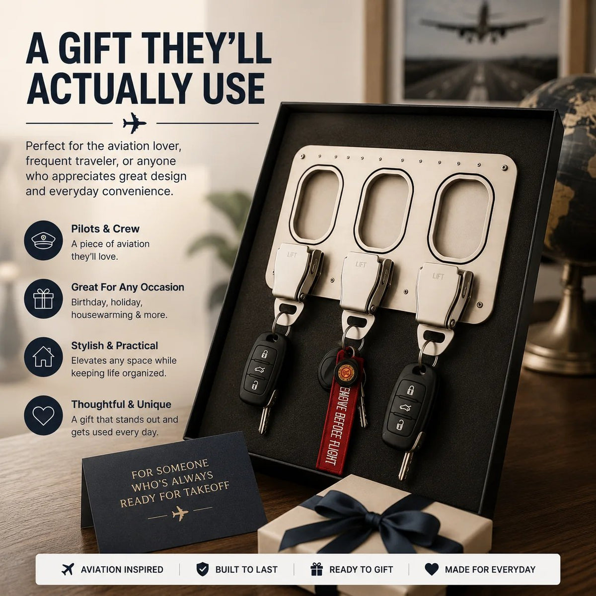 💯✈️ Aviation Style Key Holder – Buckle-Inspired Wall Mounted Key Organizer for Entryway & Home