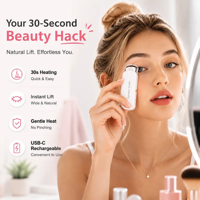 Heated Eyelash Curler, USB Rechargeable Electric Lash Curler with 3 Temperature Settings