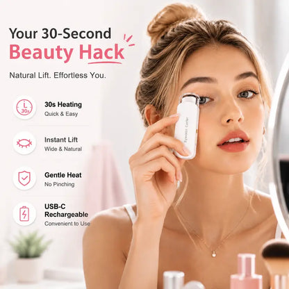 Heated Eyelash Curler, USB Rechargeable Electric Lash Curler with 3 Temperature Settings
