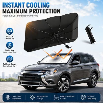 🚗 Foldable Car Sunshade Umbrella – Reflective Windshield Heat & UV Protection ☀️