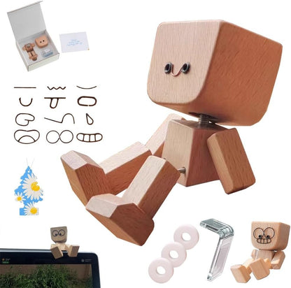 Shaking Feet Wooden Doll with 12PCS Magnetic Expressions